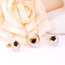 Charger l'image dans la galerie, Ensemble de Collier et Boucles d'Oreilles Acier Inoxydable Or 18k