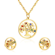 Charger l'image dans la galerie, Ensemble Collier Boucles d'Oreilles Acier Inoxydable Or 18k