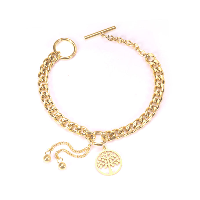 Bracelet Chaine Arbre Acier Inoxydable Or 18K